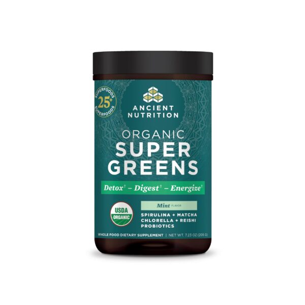 Polvo SuperGreens Ancient Nutrition con probióticos 25 porciones