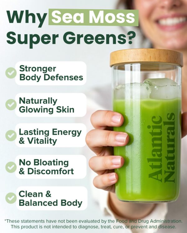 Polvo supergreens Atlantic Naturals mezcla ingredientes naturales