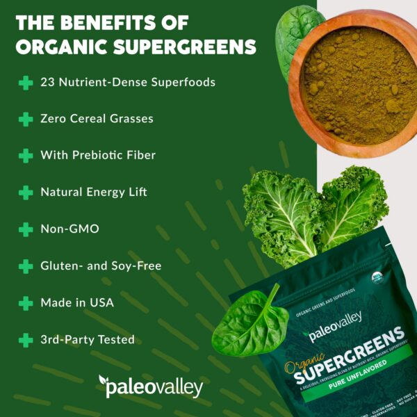 Polvo supergreens Paleovalley sabor tropical con fruta del monje