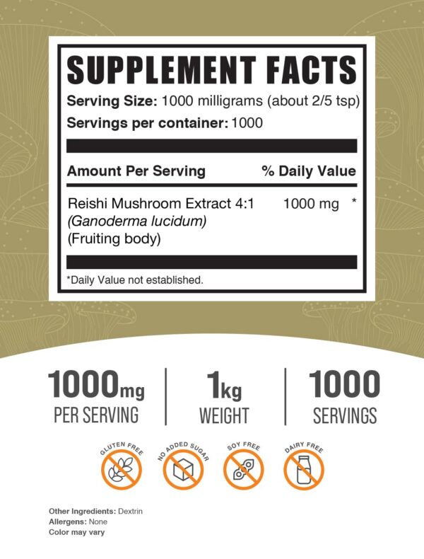Polvo suplemento BulkSupplements de extracto de seta Reishi