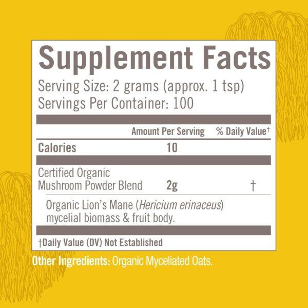 Polvo para suplemento cerebral OM Mushroom Superfood Melena de León