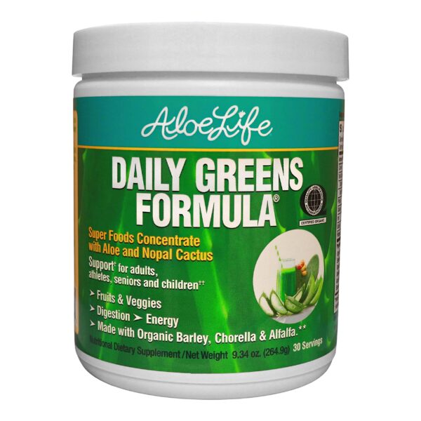 Polvo suplemento orgánico Daily Greens Aloe Life 30 porciones
