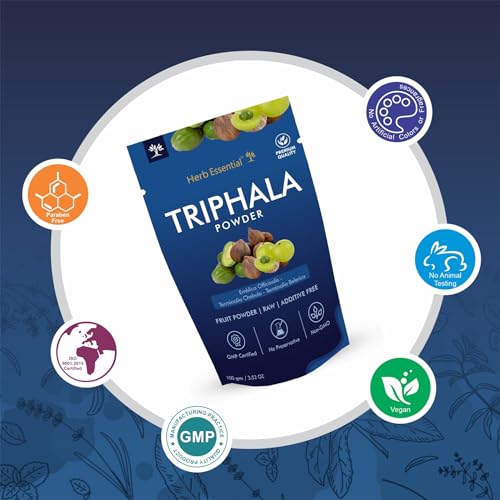 Version 1.0.0 Polvo de Triphala Herb Essential vista cercana