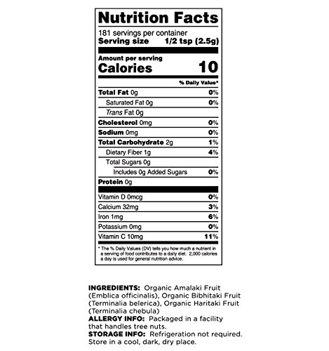 Envase polvo orgánico Triphala para limpieza corporal