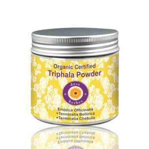 Paquete de polvo Triphala orgánico de dève herbes en envase PET