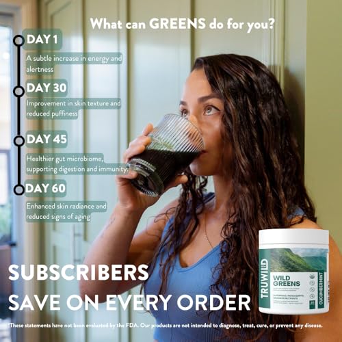 Polvo TruWild Greens 22+ verdes y superalimentos en envase