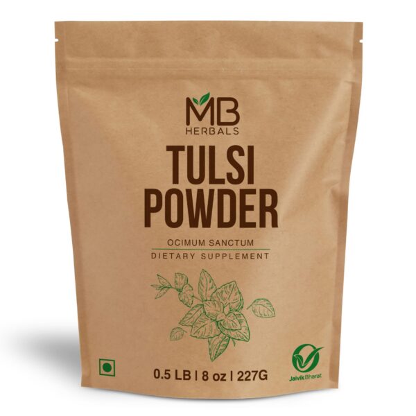 Version 1.0.0 Polvo de tulsi MB Herbals en envase 227 gramos