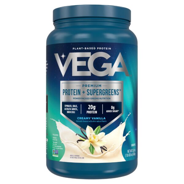 Polvo Vega Protein and Greens Vainilla para proteína vegetal con verduras