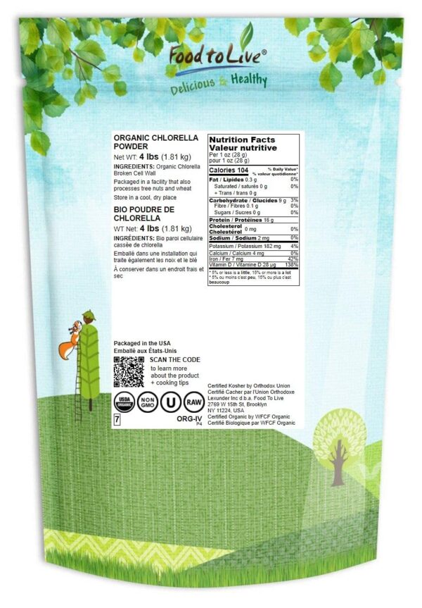 Version 1.0.0 Polvo verde de chlorella para superalimento vegano de 4 libras
