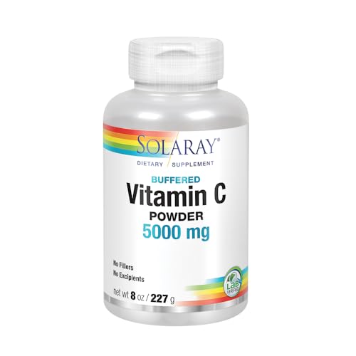 Polvo vitamina c Solaray 5000mg blanco