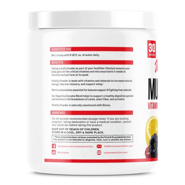 Polvo de Vitaminas NutraOne Vitality Fruit Punch