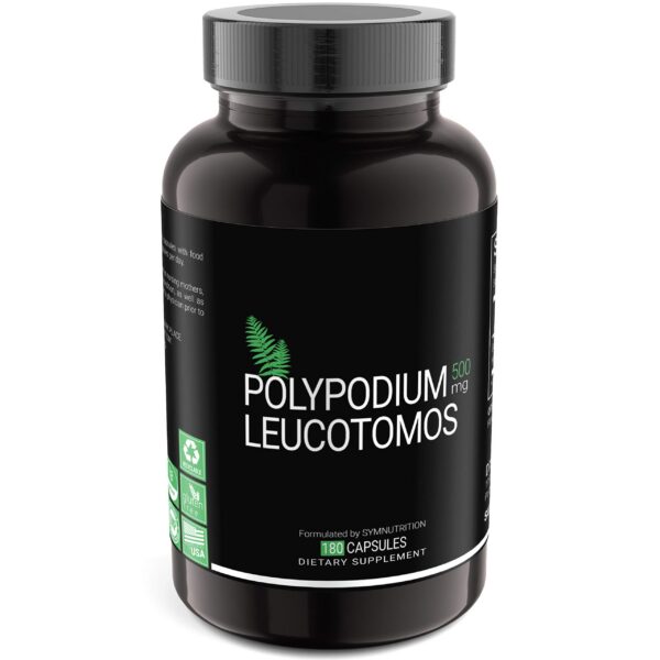 Botella Polypodium Leucotomos 500 mg SYMNUTRITION 180 cápsulas veganas