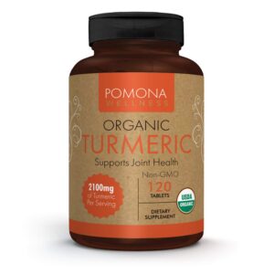 Pomona Wellness suplemento orgánico de cúrcuma 120 tabletas
