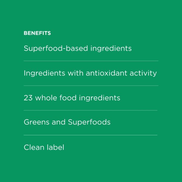 Posible polvo supergreens para antioxidantes y bienestar diario