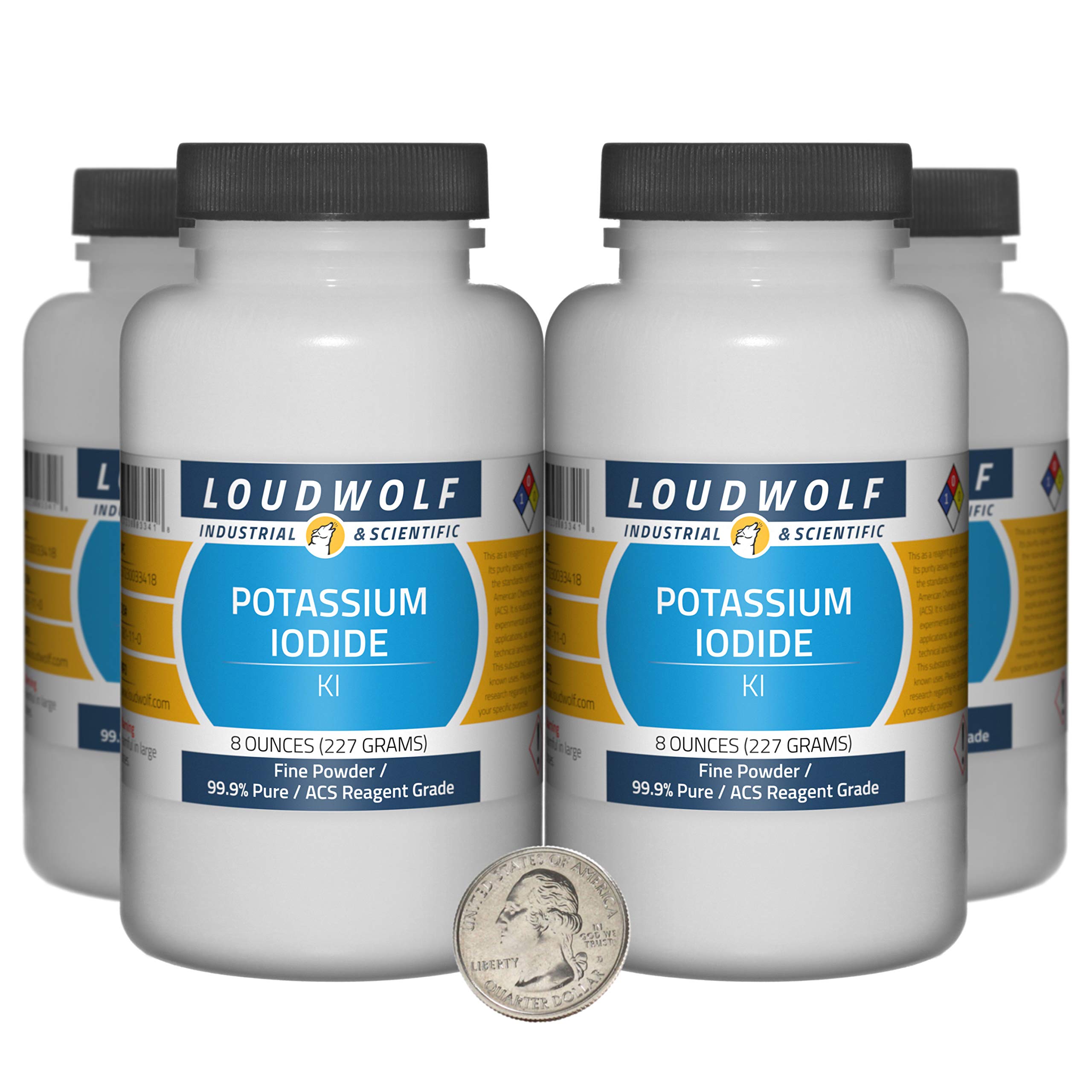 Potassium Iodide 2 lb 4 frascos polvo fino ACS 99.9% puro
