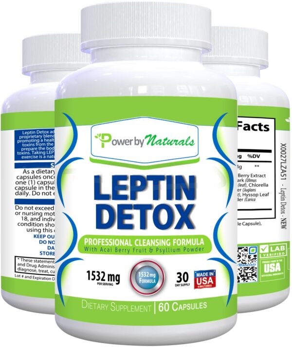 Version 1.0.0 Power By Naturals Leptin Detox Cleanse cápsulas para colon e intestino