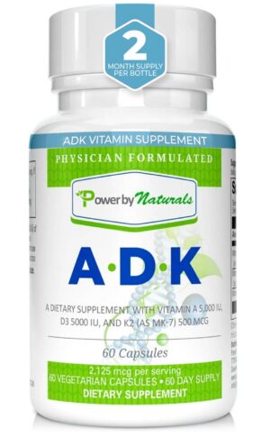 Power By Naturals suplemento vitamina ADK frasco 60 capsulas
