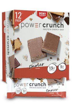 Power Crunch barra de proteina sabor S'Mores frente al empaque