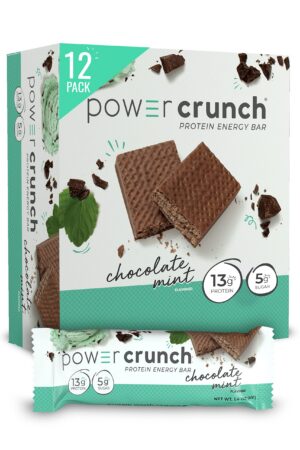 Power Crunch barra wafer chocolate menta frente etiqueta