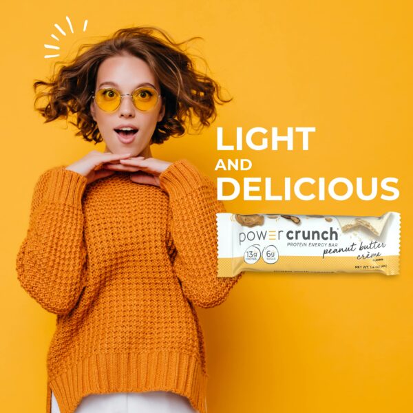 Power Crunch barra wafer proteica detalle de galleta