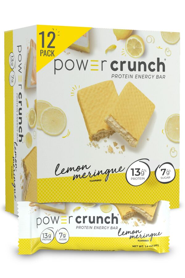 Version 1.0.0 Power Crunch frente de la barra proteica