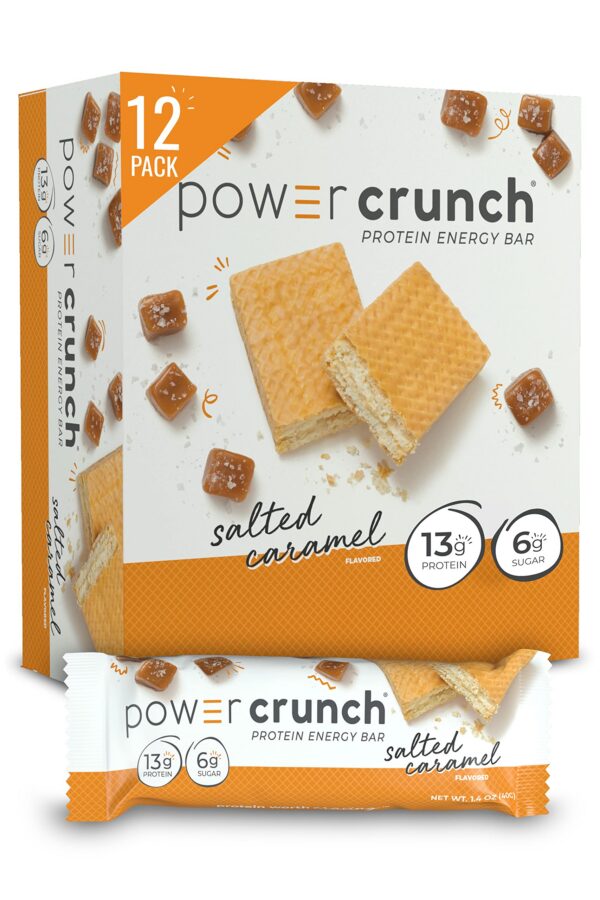 Version 1.0.0 Barritas Power Crunch sabor Caramelo Salado frente