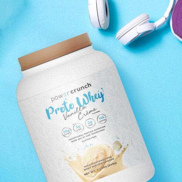 Power Crunch Proto Whey frasco lateral