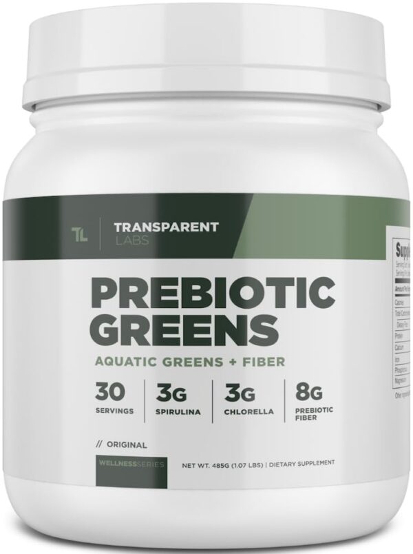 Prebiotic greens Transparent Labs polvo superalimento 30 porciones