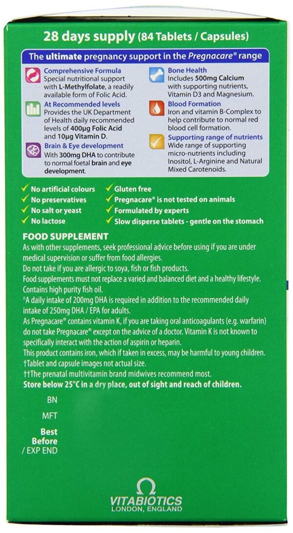 Version 1.0.0 Etiqueta de Pregnacare Max en envase