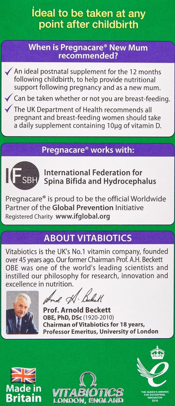 Pregnacare Vitabiotics detalle tabletas soporte prenatal
