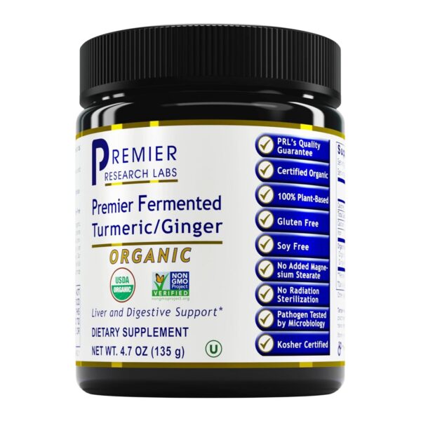 Premier Research Labs polvo de cúrcuma y jengibre fermentados 4.7 oz