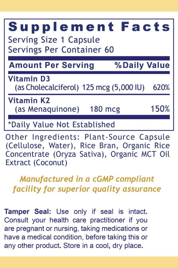 Etiqueta frontal Premier Research Labs Vegan D3+K2
