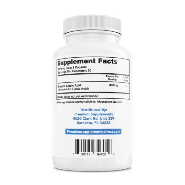 Etiqueta de Premium-Supplements R-Lipoico 300 mg