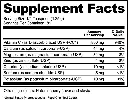 Preparado de bebida vitamina C NutriBiotic en vaso con agua