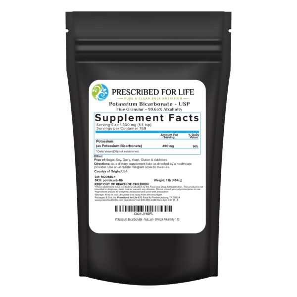Bicarbonato de potasio polvo 16oz frente