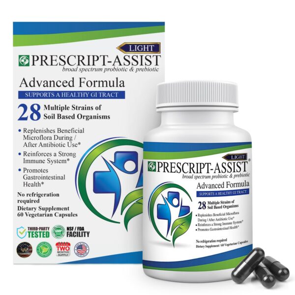 Prescript-Assist Light probióticos suelo 28 cepas paquete 60 cápsulas