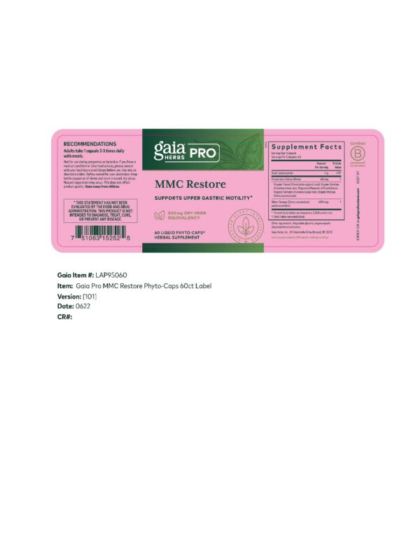 Presentación cápsulas líquidas Gaia Herbs para salud digestiva