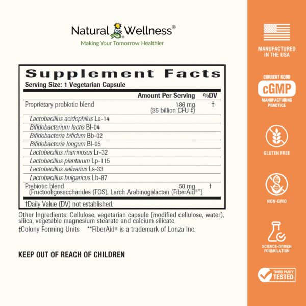 Presentación frontal probióticos Natural Wellness Ultra 35 mil millones