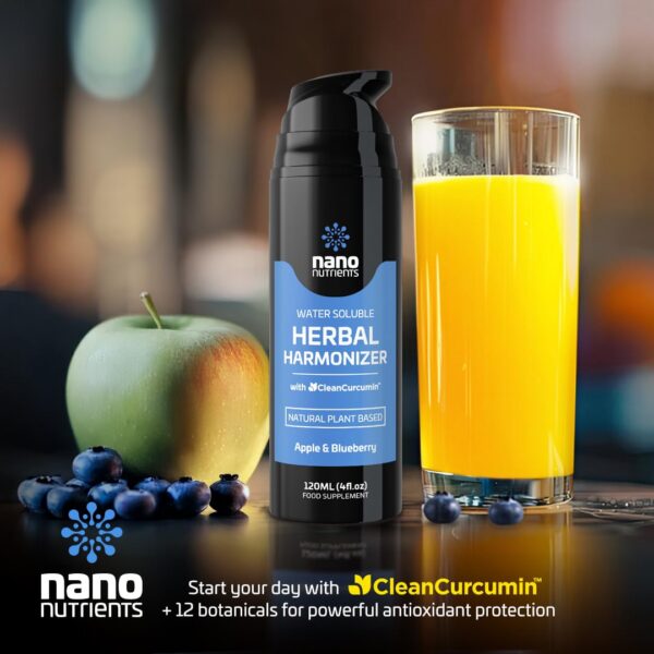 Presentación Herbal Harmonizer bebida curcumina manzana arándano