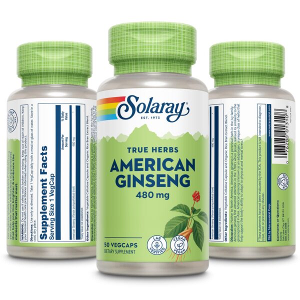Presentación de SOLARAY Ginseng Americano 50 cápsulas vegetales