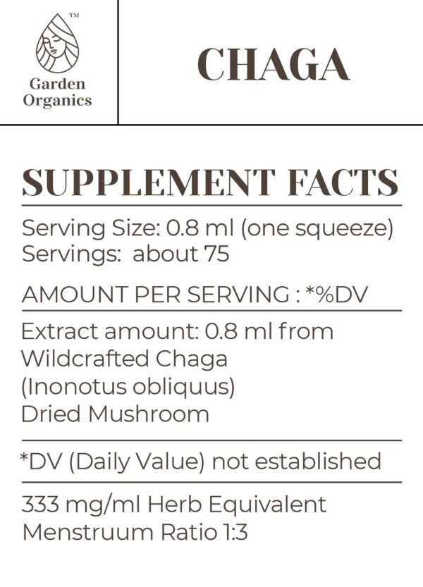 Presentación de Tintura de Chaga sin alcohol naturaleza pura
