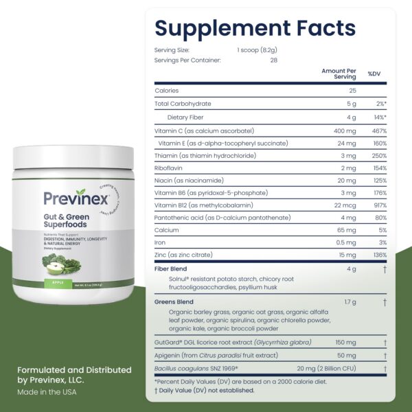 Previnex Gut & Green polvo ingredientes naturales
