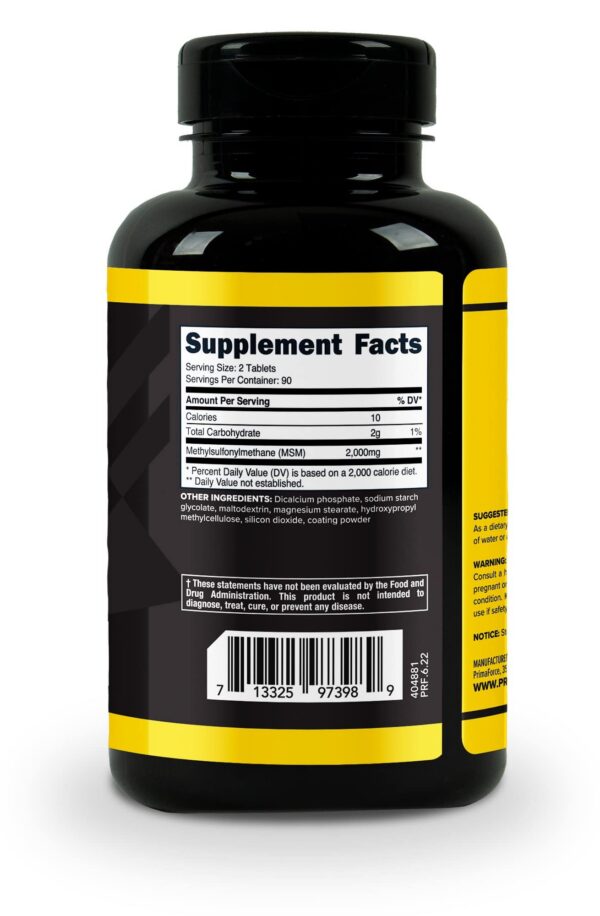 Frasco de tabletas MSM Primaforce