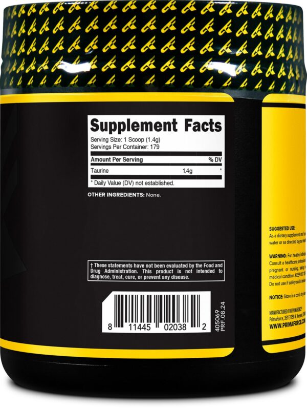 Version 1.0.0 Taurina PrimaForce envase y etiqueta