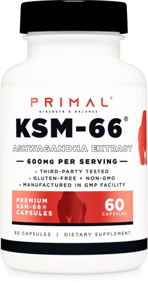 Primal cápsulas Ashwagandha KSM-66 600mg por porción