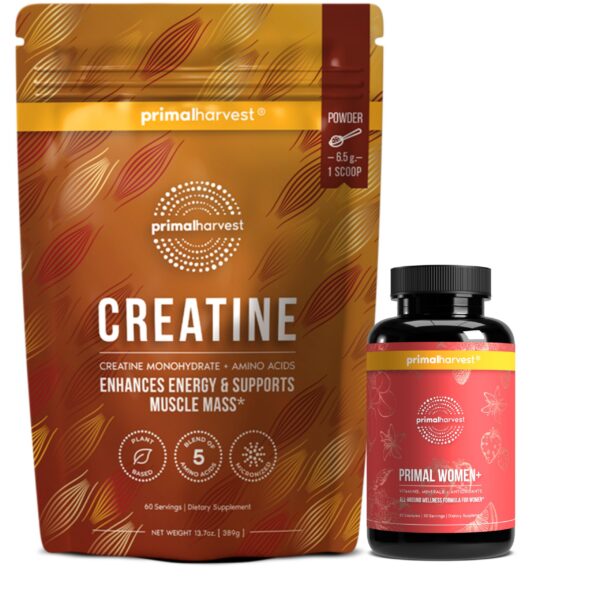 Frente del bundle Primal Creatine Powder y Women+ Multivitamin