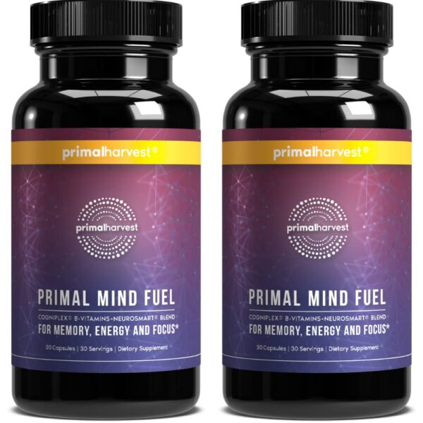 Envase de Primal Harvest Mind Fuel suplemento nootrópico para enfoque