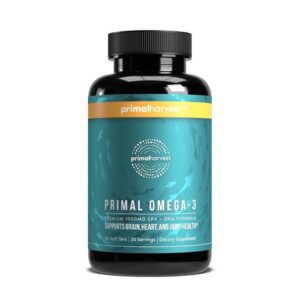Version 1.0.0 Frasco y etiqueta de Primal Harvest Omega-3