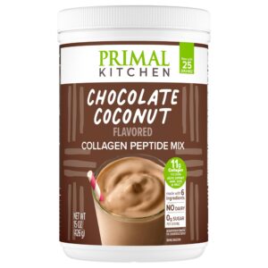 Envase frontal de Primal Kitchen Chocolate Collagen Fuel Drink Mix