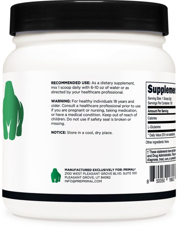 Envase de Primal L-Glutamina con tapa